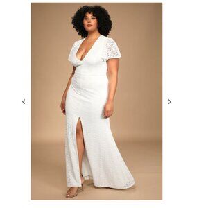 Lulus 2x - Your Hand in Mine White Lace Flutter Sleeve Maxi Dress